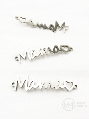 Inscripție MAMA element de conectare 33x9x3mm OȚEL(201) 303091