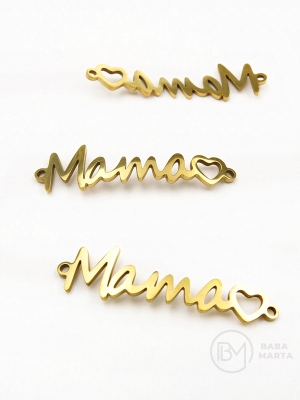Inscripție MOM 33x9x3mm OȚEL(201) placat cu aur 303092