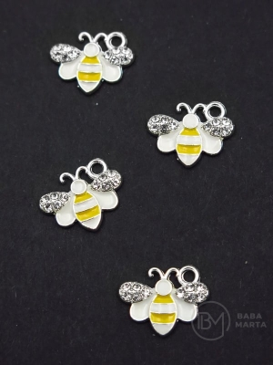 Pandantiv metalic albină 13x15mm 5 buc 304337