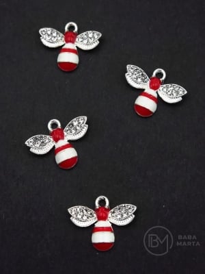 Pandantiv metalic albină 13x18mm 5 buc 304338