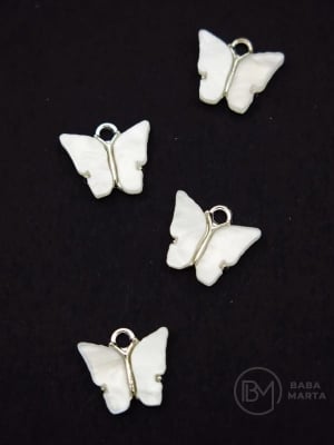 Pandantiv fluture metalic 13x14mm 5 bucăți 304340
