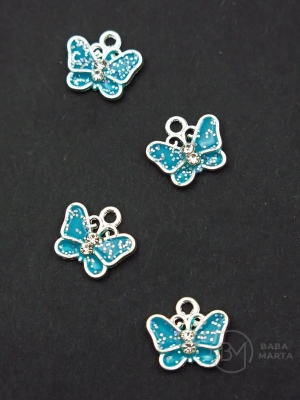 Pandantiv fluture metalic 13x14mm 5 bucăți 304341
