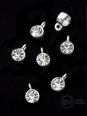 Pandantiv metalic cu cristal 10x7mm 10 bucăți 304343