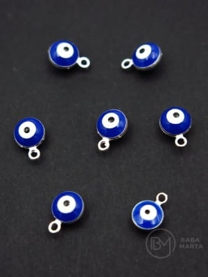 Pandantiv metalic ochi albastru 8x5mm 10 bucăți 304346