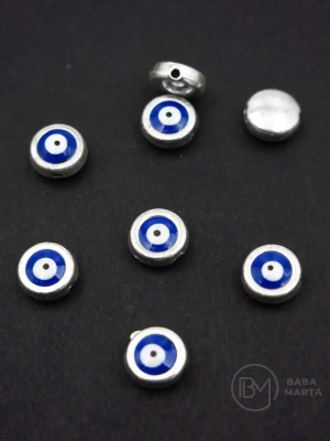 Mărgele metallice ochi blue 8x3.5mm gaură 0.8mm 10 buc 304347