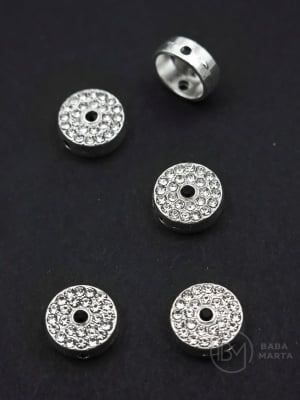 Mărgele metallice cu cristal 11x4mm gaură 1.4mm 5 bucăți 304350
