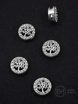 Mărgele metallice cu cristal 11x4.5mm gaură 2mm 5 bucăți 304351
