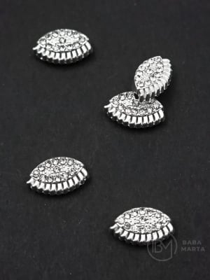 Margele metallice cu cristal, 12x7mm, gaura 1mm, 5 bucati, 304352