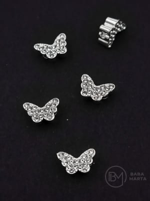 Mărgele metallice fluture cu cristal 10x8x4mm hole 2mm 5 pieces 304353