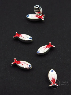 Mărgele metallice peștișor 12x5x4mm gaură 1.5mm 5 buc 304362