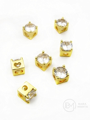 Mărgele cubice 5x5x5mm din alamă cu zirconiu 305211