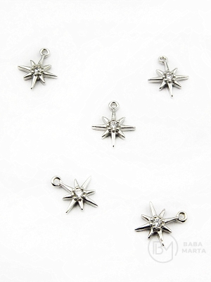Pandantiv stea 10x8mm alamă cu zirconii 305213