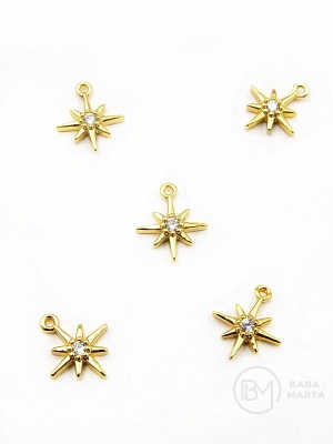 Pandantiv stea 10x8mm alamă cu zirconii 305214