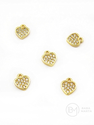 Pandantiv inimă 7.5x6.5x1.5mm alamă cu zirconii 305236