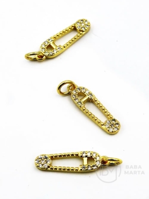 Pandantiv ac 15x5mm alamă cu zirconii forjat 305397