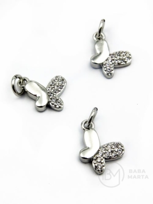 Pandantiv fluture 11x8mm alamă cu zirconii forjat 305398