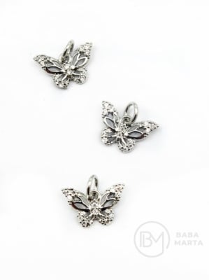 Pandantiv butterfly din alamă 8x13mm cu zirconiu forged 305400