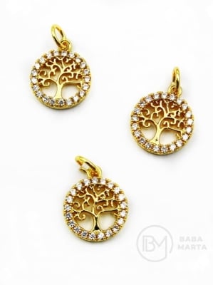 Pendant copac din alamă 11.5 mm cu zirconii forjate 305419