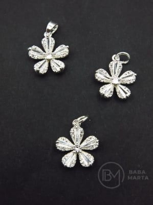 Pandantiv floare 15x13mm alamă cu zirconii 305426