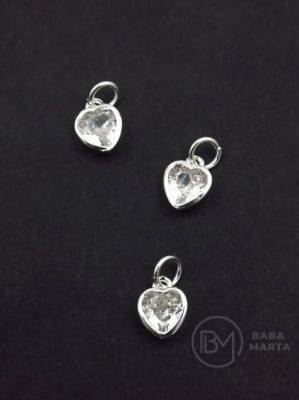 Pandantiv inimă din alamă 9x7mm cu zirconii 305435