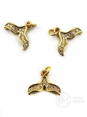 Pendant cu coadă 13x9mm din alamă cu zirconii 305446