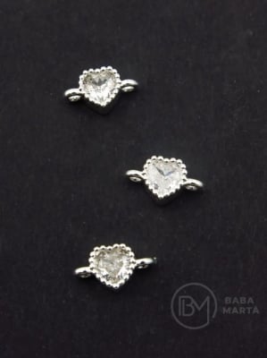 Element de conectare inimă 9,5x5,5mm alamă cu zirconii 2 pieces 305470
