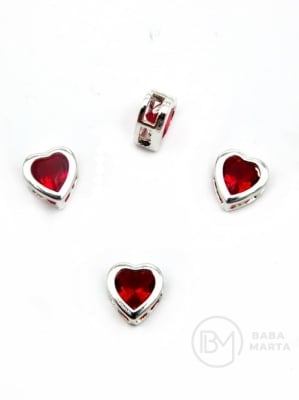 Margele inimă 7x6.5x4mm alamă cu zirconiu 305472