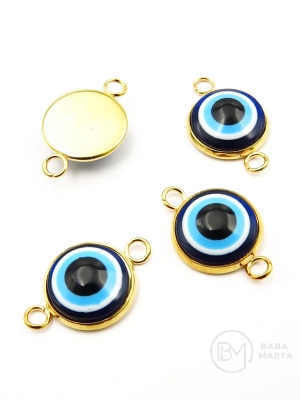 Ochi albastru din otel auriu 21x13mm 2 bucati 305796