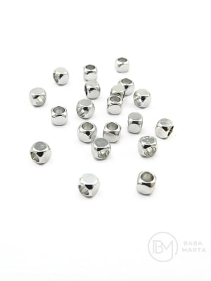 Mărgele cubice de culoare nichel, 3 mm, acoperit cu alamă, 10 buc. 305928