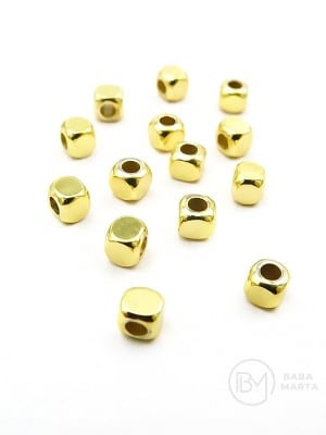 Mărgele cubice aurite 4mm, alamă placată cu aur, 10 buc. 305932