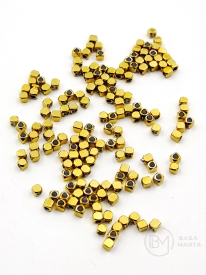Cub fațetat 2x2mm OȚEL (304) placat cu aur 20 bucăți 305940