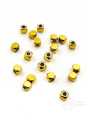 Cub fațetat 4x4mm OȚEL (304) placat cu aur 10 bucăți 305944
