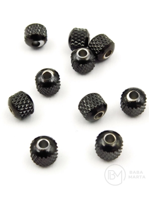 Mărgele cu relief 6mm OȚEL (304) cover neagră 10 buc 305958