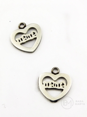 Pandantiv inimă Mama 13x1.5mm OȚEL (304) 1 bucată 305973