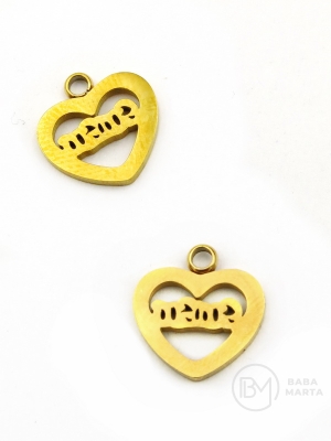 Pendant inimă Mama 13x1.5mm OȚEL (304) placat cu aur 1 bucată 305974