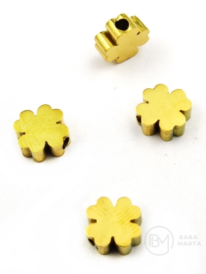 Mărgele trifoi 8x3.5mm OȚEL (304) placat cu aur 1 bucată 305976