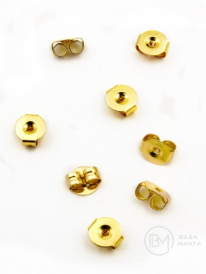 Dop de cercei 4.5x5x3mm OȚEL (304) placat cu aur 20 bucăți 305988