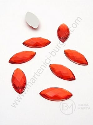 Pietricele acrilice 15x7x3.5mm red pentru lipit 1 pachet 50 buc 151478