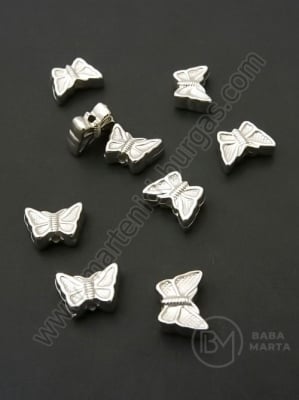 Mărgele SSV fluture 11x8x3.5mm culoare argintie gaură 1.5mm 1 pachet 100 buc 318576