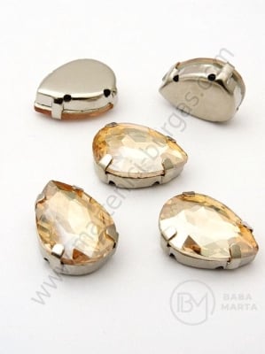 Sticlă cristal (cristal) 13x18mm aurie în coș metalic 1 pachet 2 buc 151537