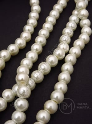 Şir de perle din glass crem 8mm ~80cm ~110 pieces 341042