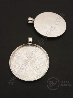 Pandantiv metalic 46x37mm culoare argintie, bază de montare 35mm, 1 pachet de 2 buc 306817