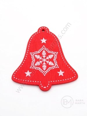 Clopoțel de Crăciun din lemn 50x45x3mm hole 2mm 1 pachet 5 buc 182327