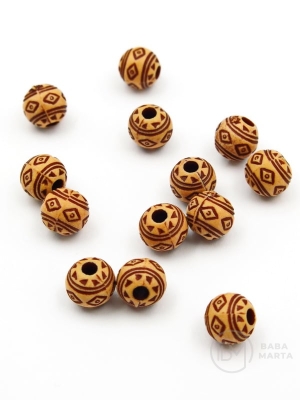 Mărgele 8mm imitație lemn gaură 2mm 40g ~180 buc 311832