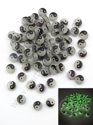 Mărgele Yin și Yang 7x3.8mm LUMINOASE gaură 1.5mm 1 pachet 20 buc 312919