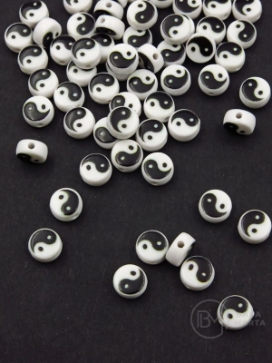 Mărgele Yin și Yang 7x3.5mm gaură 1.2mm 20 bucăți 312920