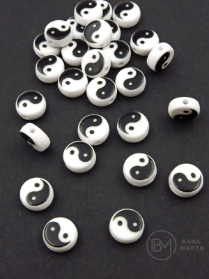 Mărgele Yin și Yang 10x5mm gaură 1.8mm 10 bucăți 312921