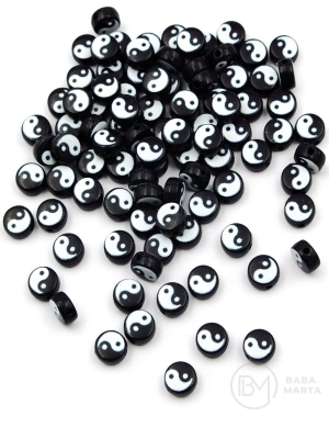 Mărgele Yin și Yang 7x3.5mm gaură 1.2mm 20 bucăți 312922