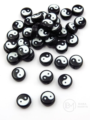 Mărgele Yin și Yang 10x5mm gaură 1.8mm 10 bucăți 312923