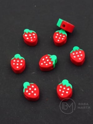 Mărgele FIMO ~9~11x~4.5mm căpșuni 10 buc 312926